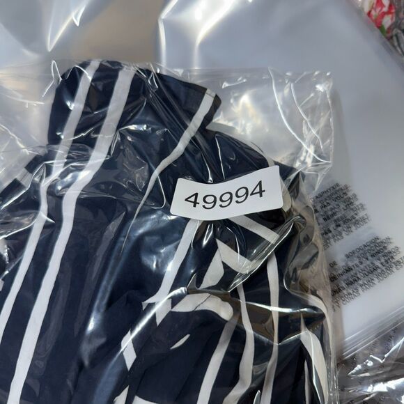 Seafolly Cropped Top Women S Small Blue Striped Open Front Tie Up Short Sleeve - Picture 7 of 7